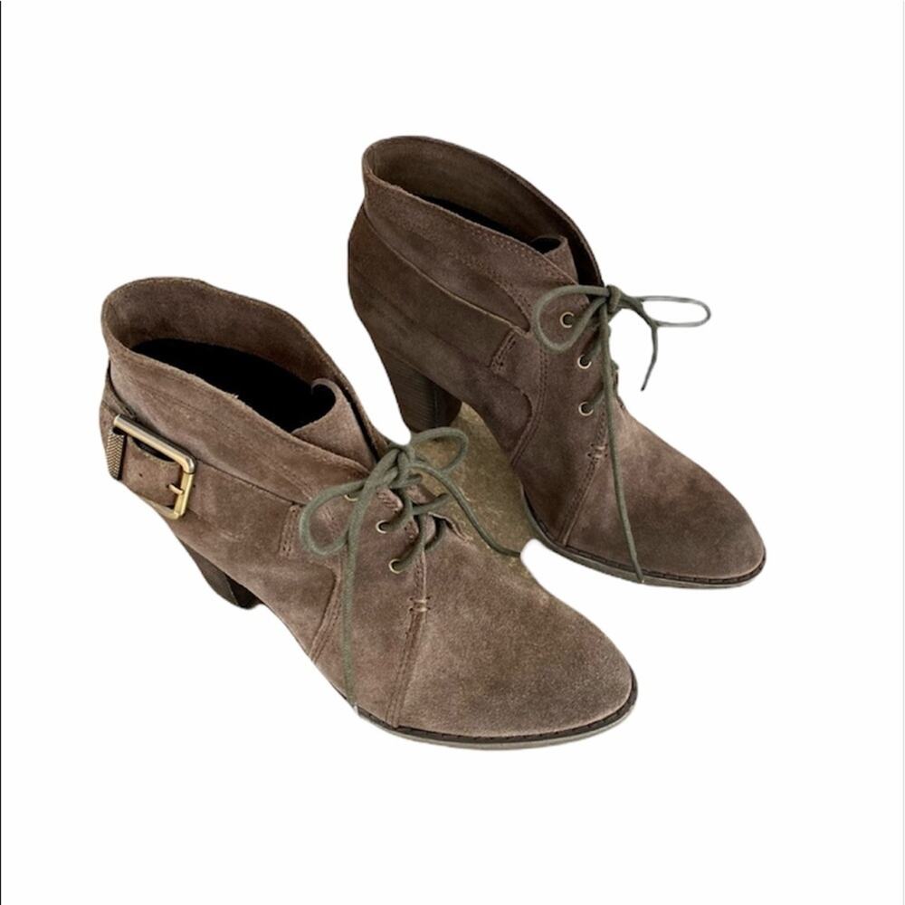 Luxury Rebel brown suede lace up heeled ankle buckle boots EU38 US 8.5